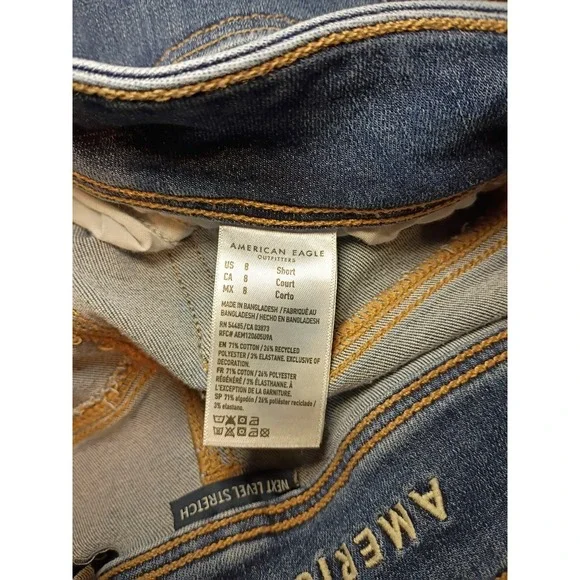 American Eagle Kick Boot Jeans Women 8 Short 30x30 Blue Denim Next Level Stretch - Picture 3 of 10
